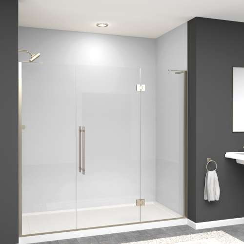 Samuel Müeller SMEHTF78307610C-BK-BS Ethan 78-in W x 76-in H Hinged Shower Door in Brushed Stainless with Clear Glass