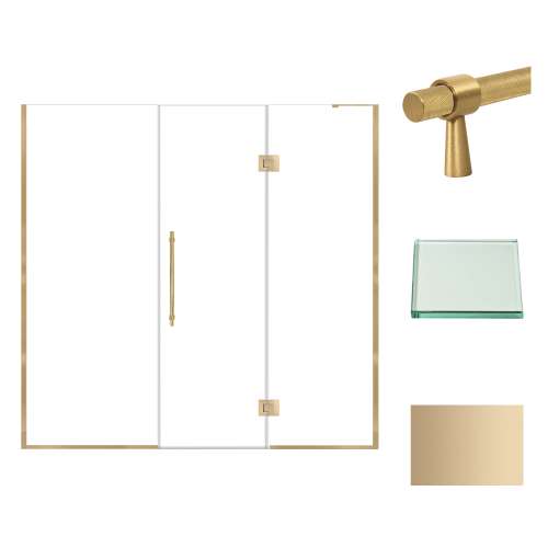 Samuel Müeller SMEHTF78307610C-BK-CB Ethan 78-in W x 76-in H Hinged Shower Door in Champagne Bronze with Clear Glass