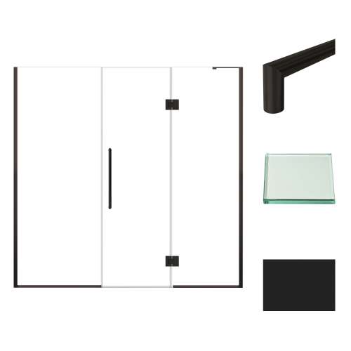 Samuel Müeller SMEHTF78307610C-T-MB Ethan 78-in W x 76-in H Hinged Shower Door in Matte Black with Clear Glass