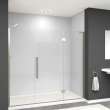Ethan 79.5-in W x 76-in H Hinged Shower Door in Brushed Stainless with Clear Glass, SMEHTF-795257610C-BS