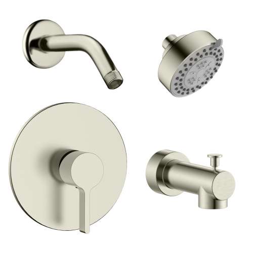 Samuel Müeller SMEPRK64T-1-BN Evanna Single Function Round ADA Pressure Balance Shower And Tub Set, Brushed Nickel