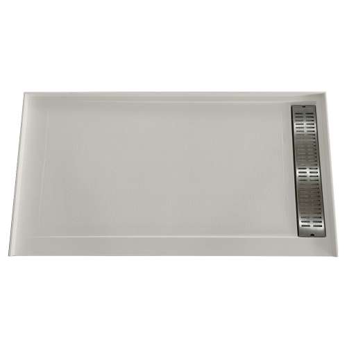 60-in x 30-in Cast Solid Surface Commercial Shower Base with Right Hand Drain, Concrete