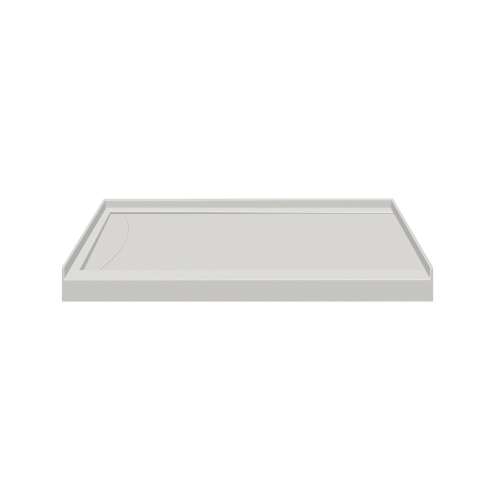 Samuel Mueller SMFSL4834L-87 48-In X 34-In Cast Solid Surface Low Profile Shower Base With Linear Concealed Left Hand Drain, Concrete 