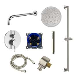 SMFTRK1210HB-2-M FlowStat Two Function Round ADA Thermostatic With Hand Shower on Bar Set and 12-in Shower Arm