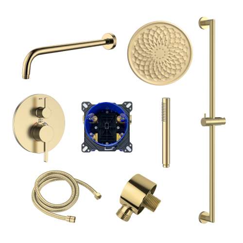 SMFTRK1210HB-2-CB FlowStat Two Function Round ADA Thermostatic With Hand Shower on Bar Set and 12-in Shower Arm, Champagne Bronze