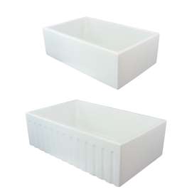 SMFUSF302010 Langdon 30-in x 20-in x 10-in Reversible (Fluted/Plain) Front Super Single Bowl Farmhouse Undermount Fireclay Kitchen Sink, White