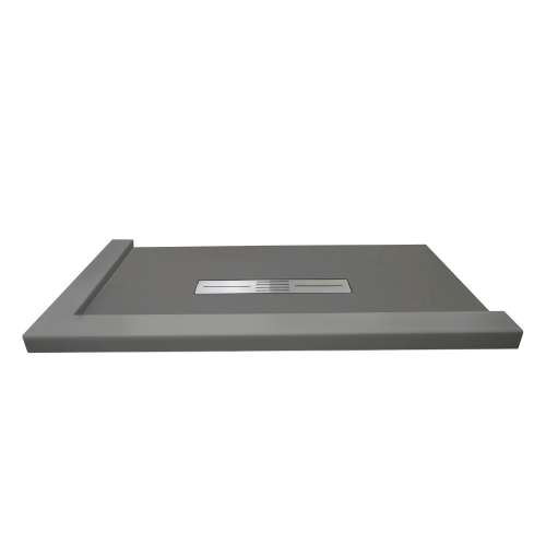 Samuel Mueller SMFZSDT5140C-40 Trimslate 51-In X 40-In Shower Base With Adjustable Double Threshold And Center Drain, Dark Grey