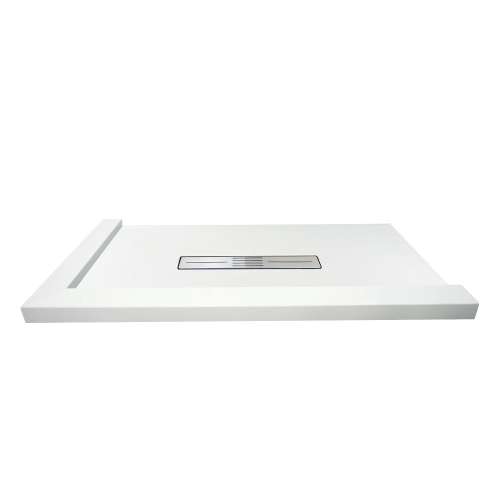 Samuel Mueller SMFZSDT6048C-31 Trimslate 60-In X 48-In Shower Base With Adjustable Double Threshold And Center Drain, White