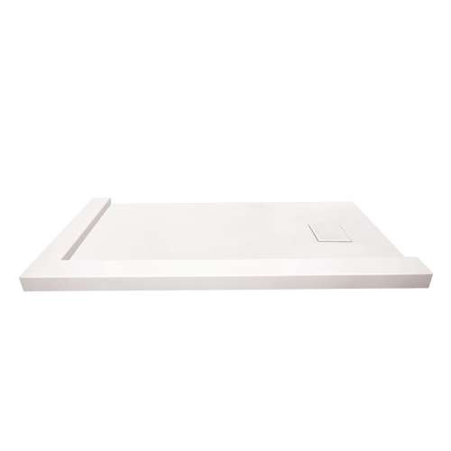 Samuel Mueller SMFZSDTR6032-31 Trimslate 60-In X 32-In Tub Replacement Shower Base With Adjustable Double Threshold And End Drain, White