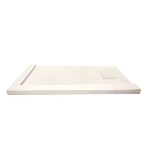 Samuel Mueller SMFZSDTR6032-32 Trimslate 60-In X 32-In Tub Replacement Shower Base With Adjustable Double Threshold And End Drain, Cameo