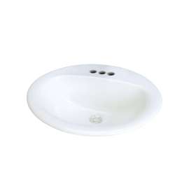 SML-1554-01 Ashland 20-in x 17-in x 8-in Vitreous China Oval Drop-In Lavatory Sink With 4-in Centerset Faucet Holes, White