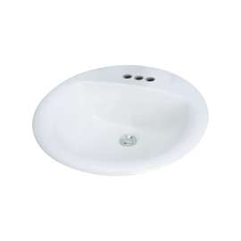 SML-1564-01 Parma 19-in x 19-in x 8-in Vitreous China Round Drop-In Lavatory Sink With 4-in Centerset Faucet Holes, White