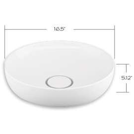 SML-1630-01 Aberdeen 17-in x 5-in x 5-in Vitreous China Round Vessel Sink, White