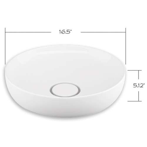 SML-1630-01 Aberdeen 17-in x 5-in x 5-in Vitreous China Round Vessel Sink, White
