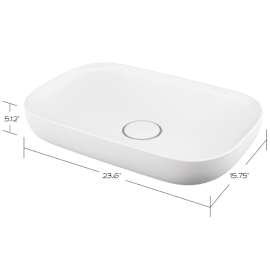 SML-1640-01 Fresno 24-in x 16-in x 5-in Vitreous China Rectangular Vessel Sink, White