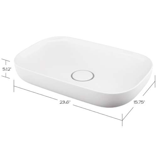 SML-1640-01 Fresno 24-in x 16-in x 5-in Vitreous China Rectangular Vessel Sink, White