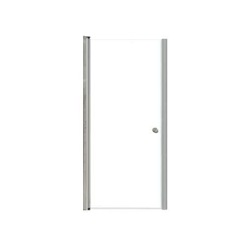 Lydia 32-in X 70-in Pivot Shower Door with 1/4-in Clear Glass and Contour Handle, Brushed Stainless