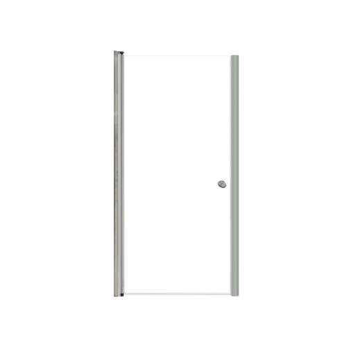 Samuel Mueller Lydia 34-in X 70-in Pivot Shower Door with 1/4-in Clear Glass and Contour Handle, Brushed Stainless