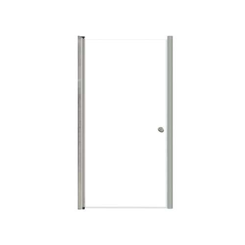 Lydia 35-in X 70-in Pivot Shower Door with 1/4-in Clear Glass and Contour Handle, Brushed Stainless
