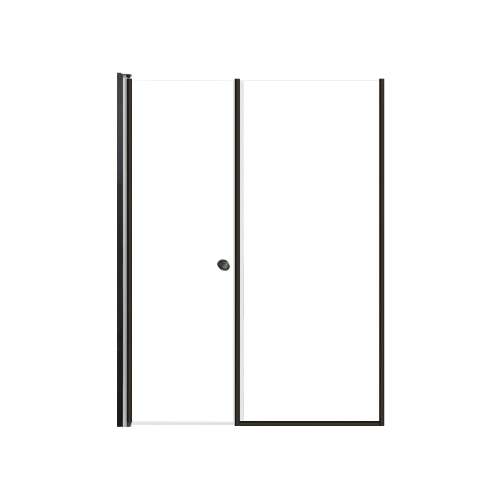 SMLSDF527006C-MB Lydia 52-in x 70-in Pivot Shower Door And Fixed Panel With 1/4-in Clear Glass And Double-Sided Knob Handles, Matte Black