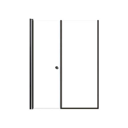 SMLSDF537006C-MB Lydia 53-in x 70-in Pivot Shower Door And Fixed Panel With 1/4-in Clear Glass And Double-Sided Knob Handles, Matte Black