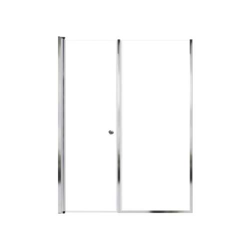 SMLSDF537006C-PC Lydia 53-in x 70-in Pivot Shower Door And Fixed Panel With 1/4-in Clear Glass And Double-Sided Knob Handles, Polished Chrome