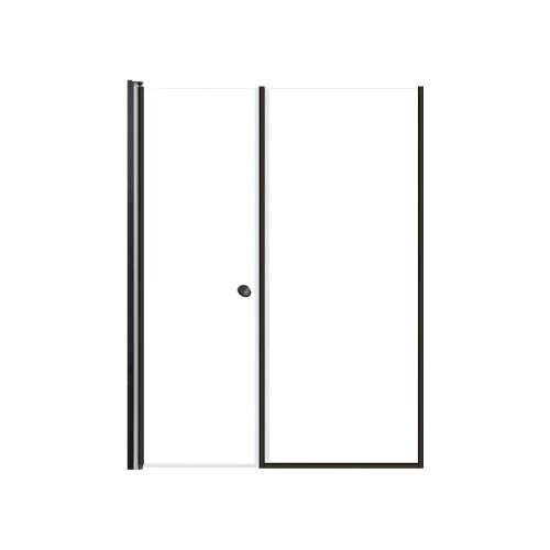 SMLSDF547006C-MB Lydia 54-in x 70-in Pivot Shower Door And Fixed Panel With 1/4-in Clear Glass And Double-Sided Knob Handles, Matte Black