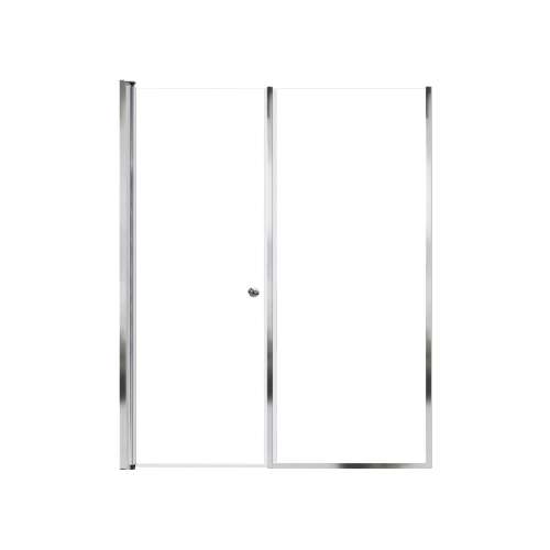 SMLSDF557006C-PC Lydia 55-in x 70-in Pivot Shower Door And Fixed Panel With 1/4-in Clear Glass And Double-Sided Knob Handles, Polished Chrome