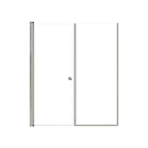 SMLSDF577006C-M Lydia 57-in x 70-in Pivot Shower Door And Fixed Panel With 1/4-in Clear Glass And Double-Sided Knob Handles