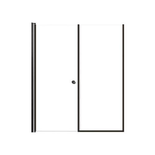 SMLSDF577006C-MB Lydia 57-in x 70-in Pivot Shower Door And Fixed Panel With 1/4-in Clear Glass And Double-Sided Knob Handles, Matte Black