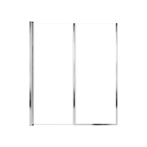 SMLSDF577006C-PC Lydia 57-in x 70-in Pivot Shower Door And Fixed Panel With 1/4-in Clear Glass And Double-Sided Knob Handles, Polished Chrome