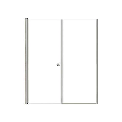 SMLSDF587006C-M Lydia 58-in x 70-in Pivot Shower Door And Fixed Panel With 1/4-in Clear Glass And Double-Sided Knob Handles