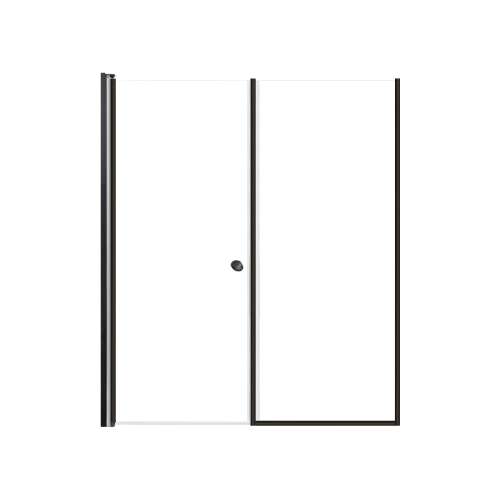 SMLSDF587006C-MB Lydia 58-in x 70-in Pivot Shower Door And Fixed Panel With 1/4-in Clear Glass And Double-Sided Knob Handles, Matte Black