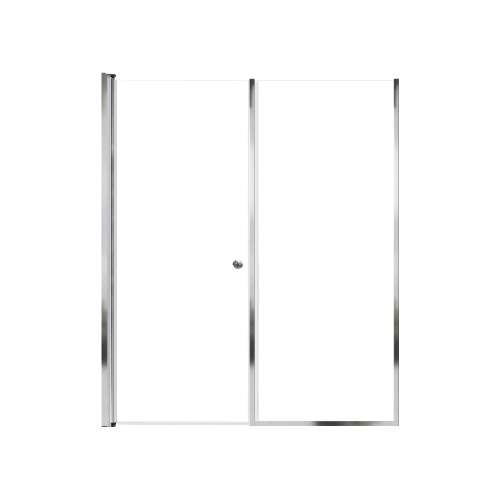 SMLSDF587006C-PC Lydia 58-in x 70-in Pivot Shower Door And Fixed Panel With 1/4-in Clear Glass And Double-Sided Knob Handles, Polished Chrome