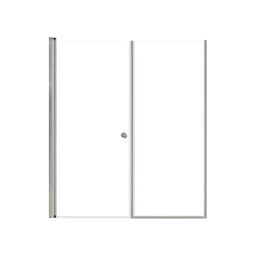 SMLSDF597006C-M Lydia 59-in x 70-in Pivot Shower Door And Fixed Panel With 1/4-in Clear Glass And Double-Sided Knob Handles