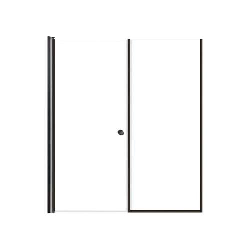 SMLSDF597006C-MB Lydia 59-in x 70-in Pivot Shower Door And Fixed Panel With 1/4-in Clear Glass And Double-Sided Knob Handles, Matte Black