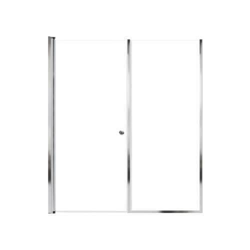 SMLSDF597006C-PC Lydia 59-in x 70-in Pivot Shower Door And Fixed Panel With 1/4-in Clear Glass And Double-Sided Knob Handles, Polished Chrome