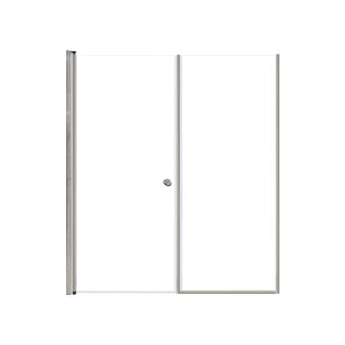 SMLSDF607006C-M Lydia 60-in x 70-in Pivot Shower Door And Fixed Panel With 1/4-in Clear Glass And Double-Sided Knob Handles