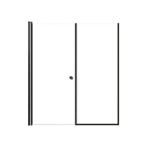 SMLSDF607006C-MB Lydia 60-in x 70-in Pivot Shower Door And Fixed Panel With 1/4-in Clear Glass And Double-Sided Knob Handles, Matte Black