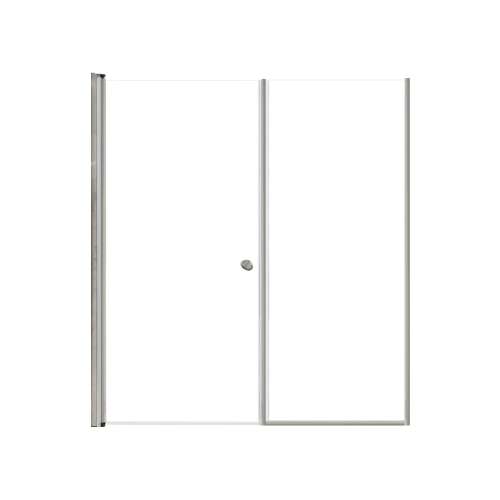 SMLSDF627006C-M Lydia 62-in x 70-in Pivot Shower Door And Fixed Panel With 1/4-in Clear Glass And Double-Sided Knob Handles