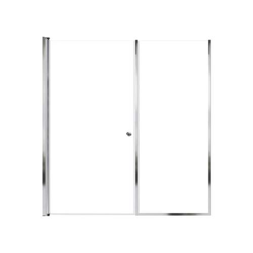 SMLSDF637006C-PC Lydia 63-in x 70-in Pivot Shower Door And Fixed Panel With 1/4-in Clear Glass And Double-Sided Knob Handles, Polished Chrome