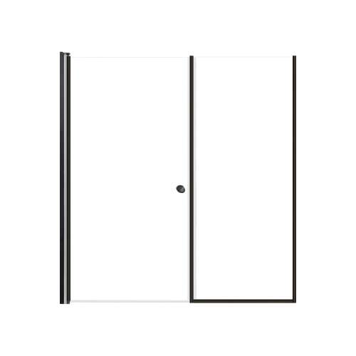 SMLSDF647006C-MB Lydia 64-in x 70-in Pivot Shower Door And Fixed Panel With 1/4-in Clear Glass And Double-Sided Knob Handles, Matte Black
