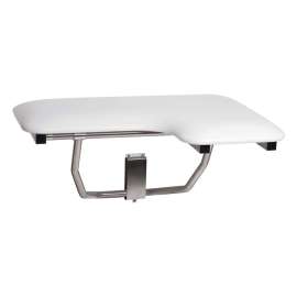 26 in. x 22.5 in. Left Hand L-Shaped Transfer Style Shower Seat with Naugahyde White Cushion, White