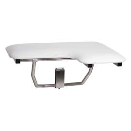 26 in. x 22.5 in. Left Hand L-Shaped Transfer Style Shower Seat with Naugahyde White Cushion, White