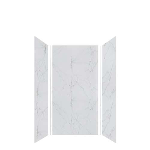 Luxura 36-in x 36-in x 72-in Glue to Wall 3-Piece Shower Wall Kit, Palladium White