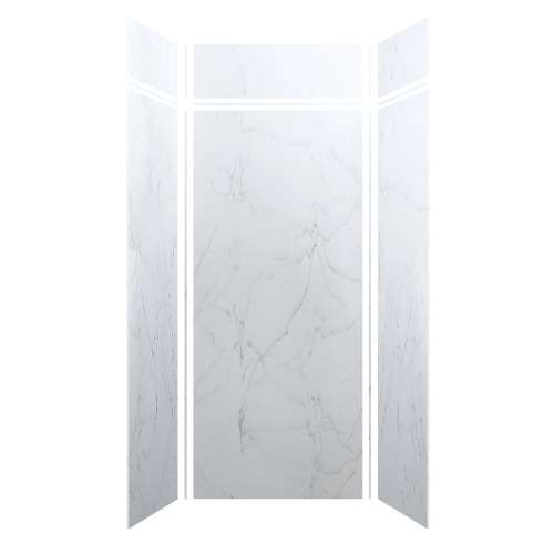 Luxura 36-in x 36-in x 84/12-in Glue to Wall 6-Piece Transition Shower Wall Kit, Palladium White