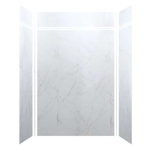Luxura 60-in x 36-in x 84/12-in Glue to Wall 6-Piece Transition Shower Wall Kit, Palladium White
