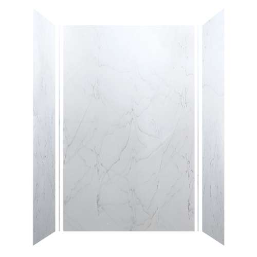Luxura 60-in x 36-in x 96-in Glue to Wall 3-Piece Shower Wall Kit, Palladium White