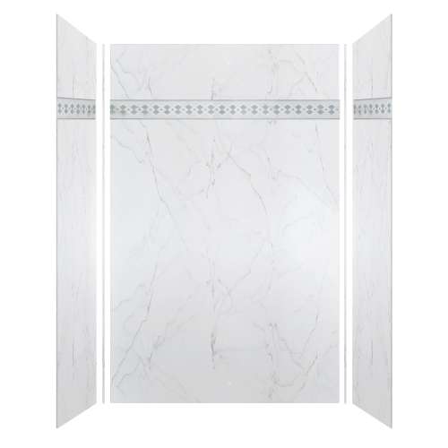 Luxura 60-in X 36-in X 96-in Shower Wall Kit with Diamond White Deco Strip, Palladium White