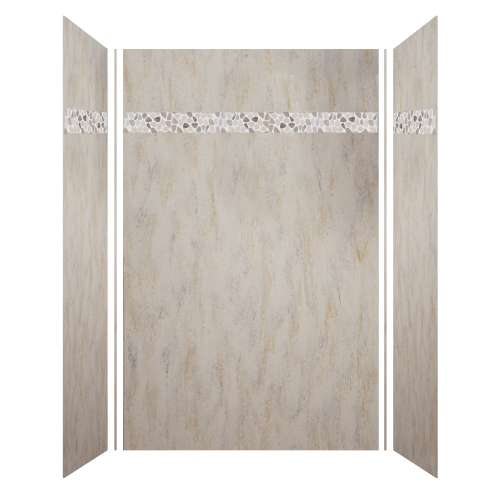 Luxura 60-in X 36-in X 96-in Shower Wall Kit with Pebble Creme Deco Strip, Creme Brulee